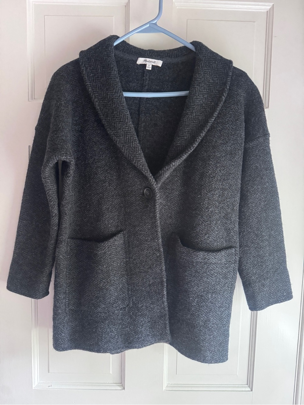 Madewell Wool Blend Shawl Collar Coat Cardigan Gray Size M